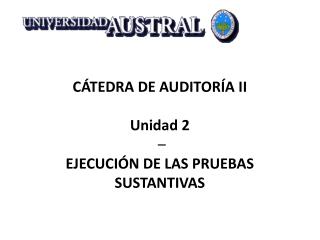 CÁTEDRA DE AUDITORÍA II Unidad 2 – EJECUCIÓN DE LAS PRUEBAS SUSTANTIVAS