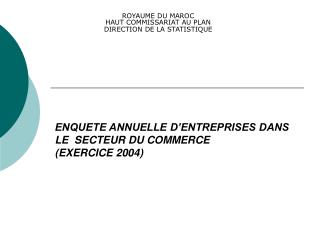 ENQUETE ANNUELLE D’ENTREPRISES DANS LE SECTEUR DU COMMERCE (EXERCICE 2004)