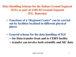 AMS-02 Italian Ground Segment Scheme