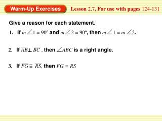 Lesson 2.7 , For use with pages 124-131
