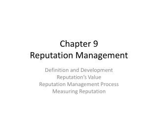 Chapter 9 Reputation Management