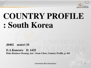 COUNTRY PROFILE : South Korea