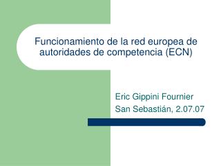 Funcionamiento de la red europea de autoridades de competencia (ECN)