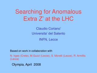 Searching for Anomalous Extra Z’ at the LHC