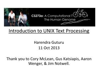 Introduction to UNIX Text Processing Harendra Guturu 11 Oct 2013
