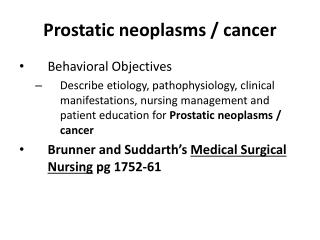Prostatic neoplasms / cancer