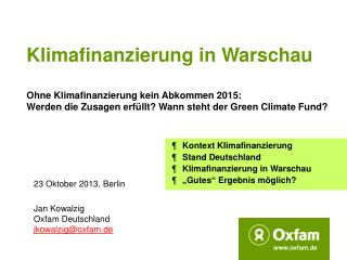 Klimafinanzierung in Warschau