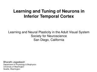 Learning and Tuning of Neurons in Inferior Temporal Cortex