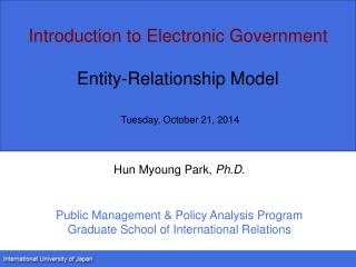 Introduction to Electronic Government Entity-Relationship Model Tuesday, October 21, 2014