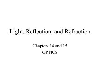 Light, Reflection, and Refraction