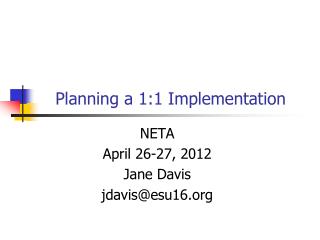 Planning a 1:1 Implementation