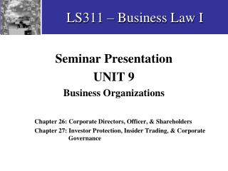 LS311 – Business Law I