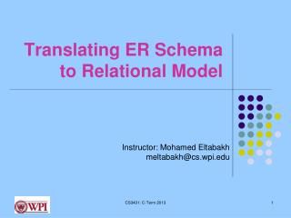 Translating ER Schema to Relational Model