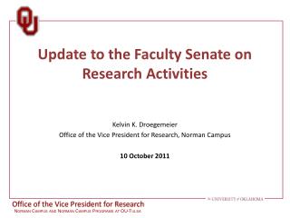 Update t o the Faculty Senate on Research Activities