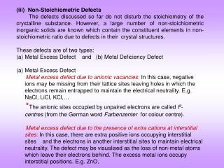 (iii) Non-Stoichiometric Defects