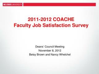 2011-2012 COACHE Faculty Job Satisfaction Survey
