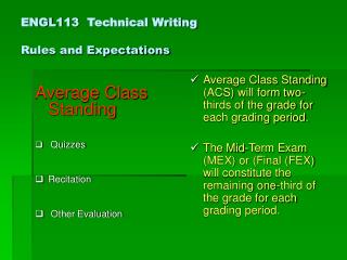 ENGL113 Technical Writing Rules and Expectations