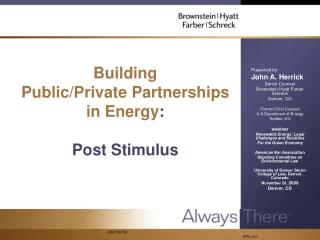 Building Public/Private Partnerships in Energy : Post Stimulus