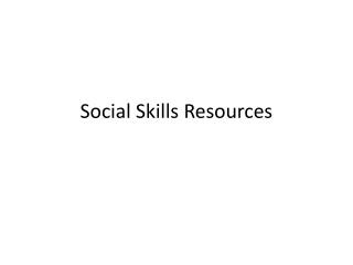 Social Skills Resources