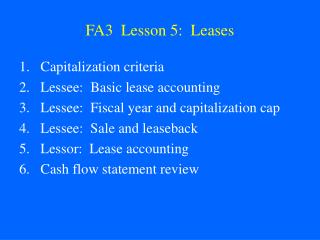 FA3 Lesson 5: Leases