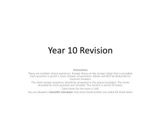 Year 10 Revision