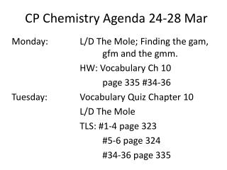 CP Chemistry Agenda 24-28 Mar
