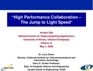 “ High Performance Collaboration – The Jump to Light Speed &quot;