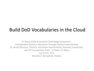 Build DoD Vocabularies in the Cloud