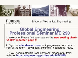 Global Engineering Professional Seminar ME 290