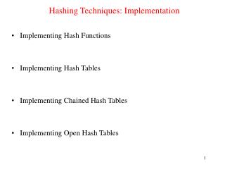 Hashing Techniques: Implementation