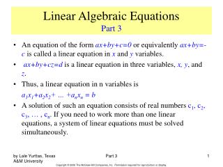 Linear Algebraic Equations Part 3