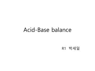 Acid-Base balance