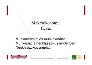 Makroökonómia II. ea .