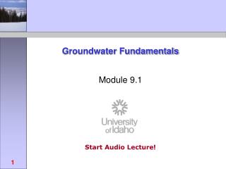 Groundwater Fundamentals