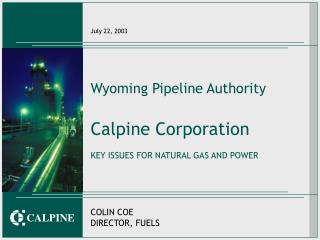 Wyoming Pipeline Authority Calpine Corporation KEY ISSUES FOR NATURAL GAS AND POWER