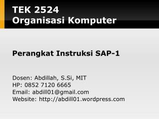 TEK 2524 Organisasi Komputer