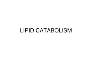 LIPID CATABOLISM