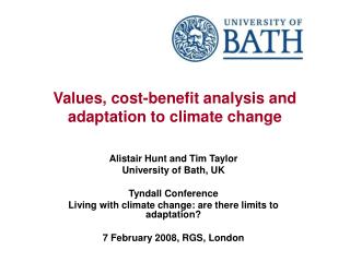 Values, cost-benefit analysis and adaptation to climate change