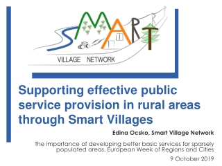 S upporting effective public service provision in rural areas through Smart Villages