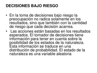 DECISIONES BAJO RIESGO