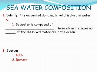 SEA WATER COMPOSITION