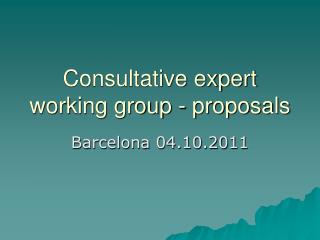 Consultative expert working group - proposals
