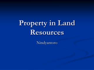 Property in Land Resources