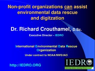 Non-profit organizations can assist environmental data rescue and digitzation