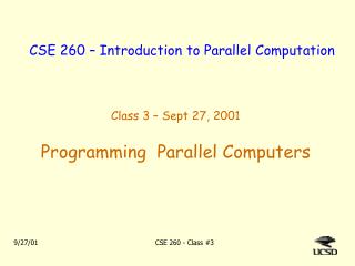 CSE 260 – Introduction to Parallel Computation