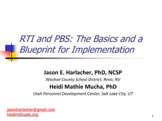 RTI and PBS: The Basics and a Blueprint for Implementation