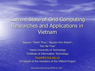 Current State of Grid Computing Researches and Applications in Vietnam