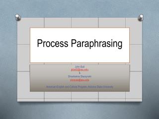 Process Paraphrasing
