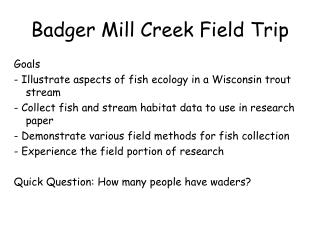 Badger Mill Creek Field Trip
