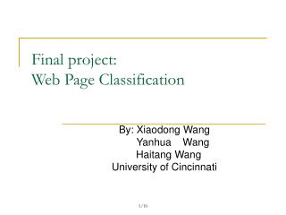 Final project: Web Page Classification
